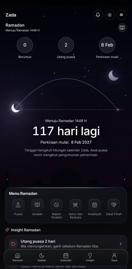 Menu Ramadan di Zada: hitung mundur Ramadan dan menu puasa